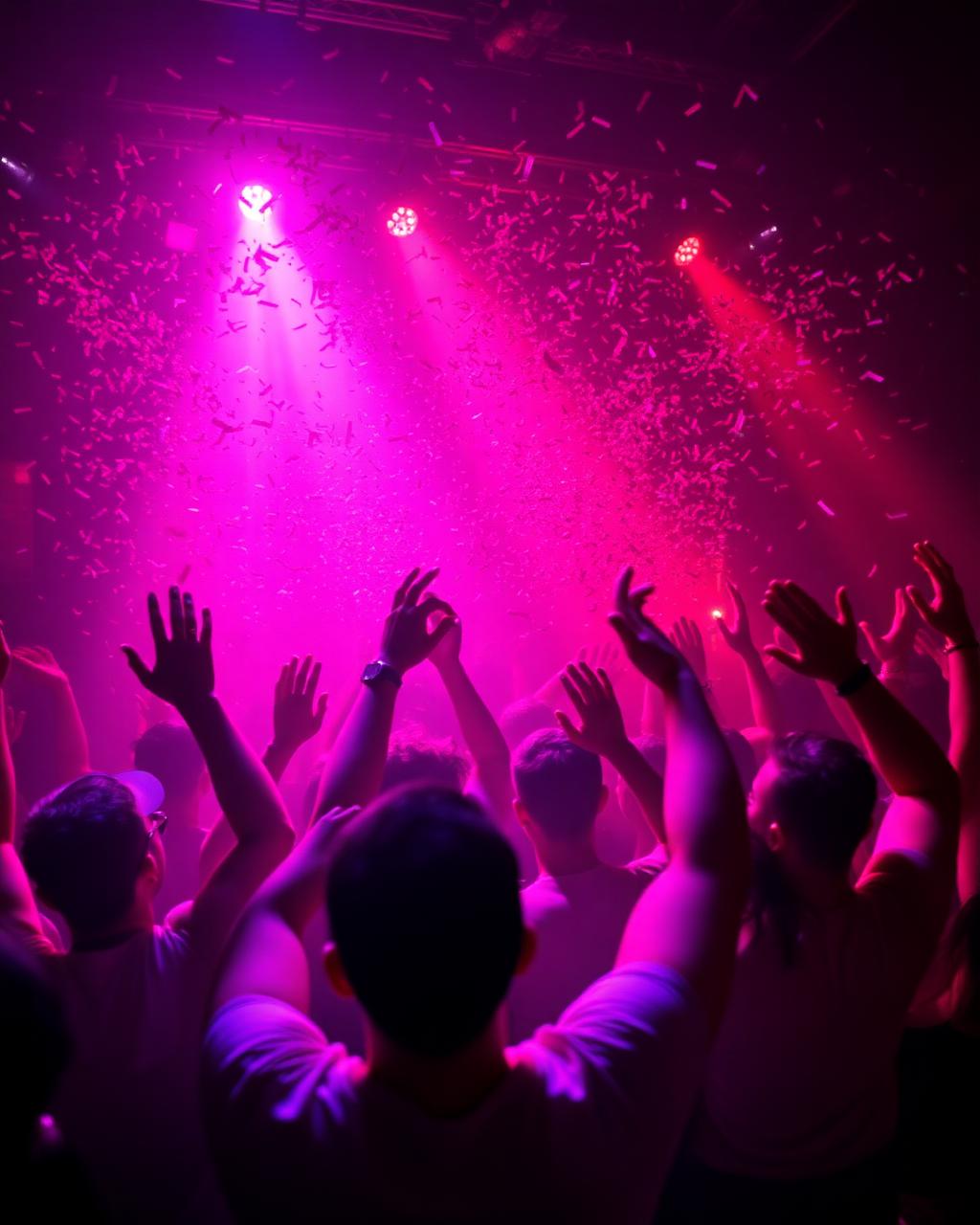Público con las manos en alto en una fiesta latina